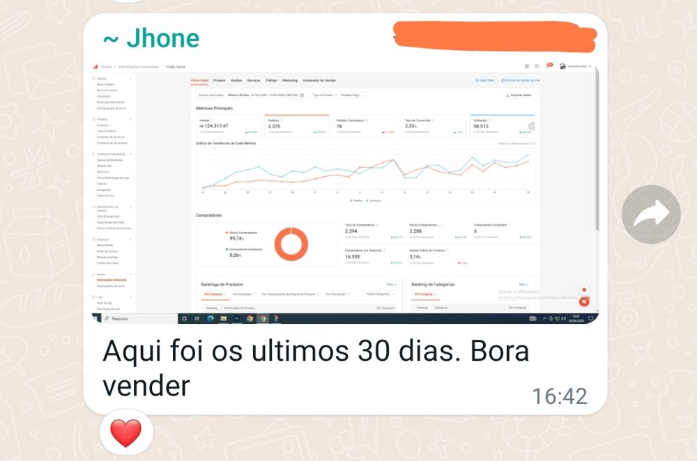 Resultado expressivo de aluno